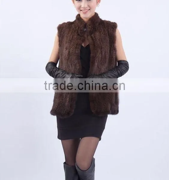 YR691 Ladies Fashion Luxury Style Best Quality Real Mink Knitted Vests photo-2