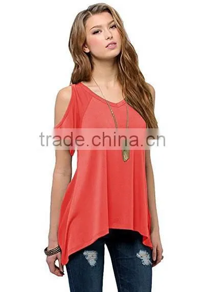 Hot Selling Womens Shoulder Off Wide Hem Design Top Shirts photo-6
