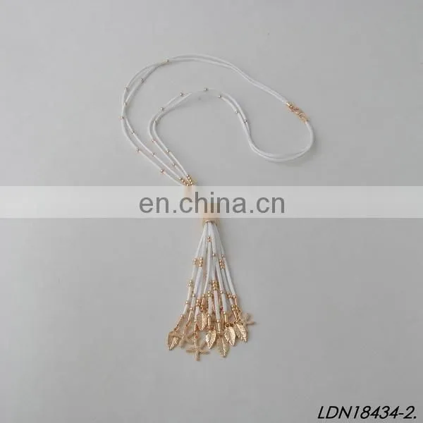 Customize Your Charm Leather Beaded Tassel Pendant Necklaces photo-4