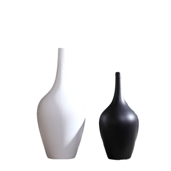 Minimalism Black And White Modern Simple Matte Ceramic Vase Decor For TV Bench Bookrack photo-4