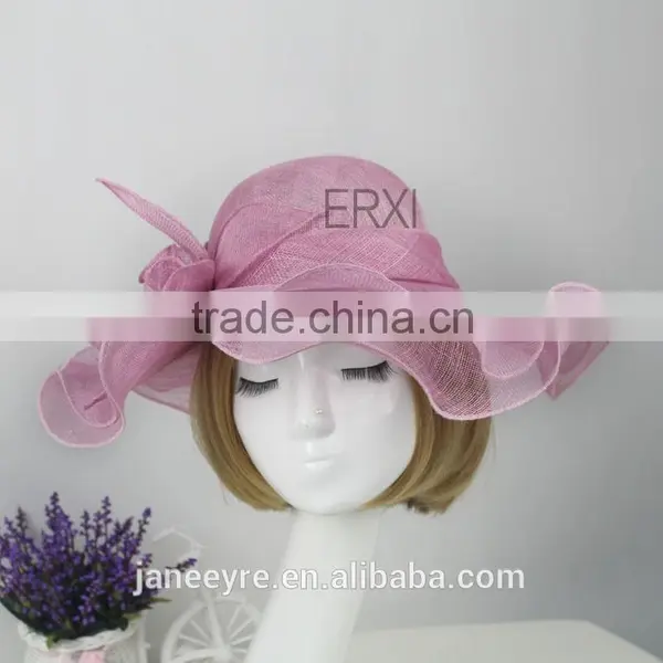 Hot Sale Sinamay Hat,Ladies Church Peach Flower Sinamay Hat 2015 photo-3