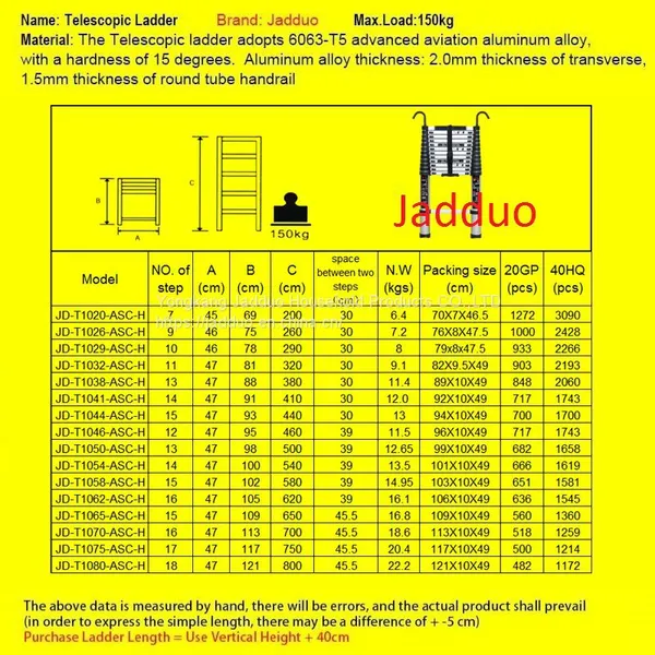 Single Telescopic Ladder With Hook+Anti-slip Cushion photo-2