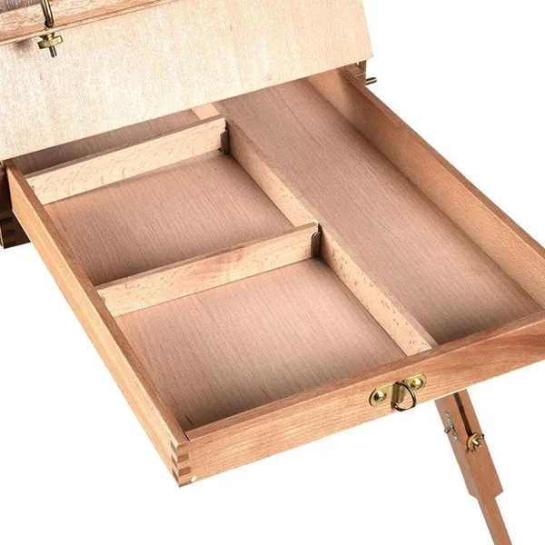 Large Solid Beech Wood Painting H-Frame Foldable Wooden Easel Stand Easel With Storage Drawer and Palette photo-4