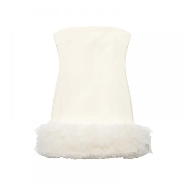 Fashionable and Casual Fluffy Hem Silk Mesh Short Dress for Women photo-3
