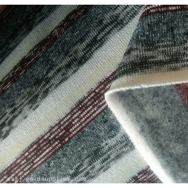 Premium 100% Polyester Yarn-Dyed Striped Coarse Needle Hacci Brushed Fleece Fabric for Winter Sweaters‌ photo-4