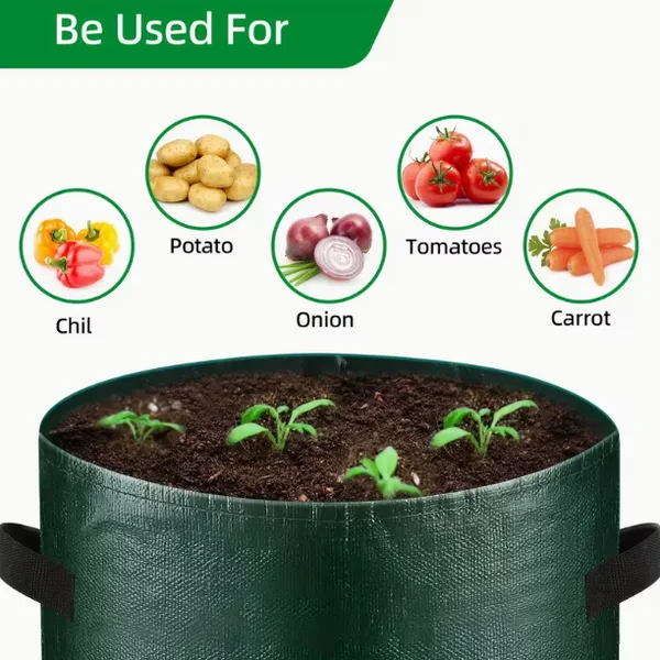 5/7/10 Gallon Fabric Potato Grow Bags Breathable Planting Containers for Potato Tomato Carrot Onion Growing photo-3