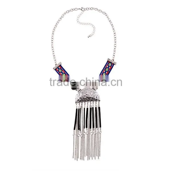 Fashion Ethnic Costume Jewelry Chains Tassels Pendant Necklace photo-4