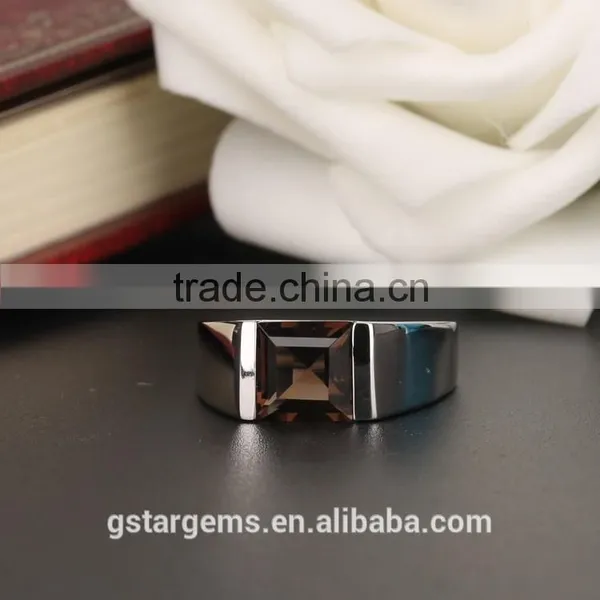 1.5CT Genuine Smoky Quartz Ring Cheap Gemstone 925 Sukver Jewelry Men's Ring photo-2