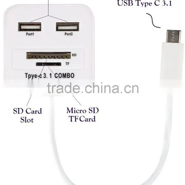 Universal Travel 3.1 Type C to 2 Ports Micro Card OTG Power Adapter photo-2