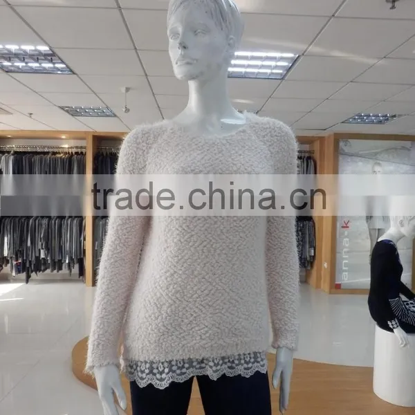 Lady's Crew Neck Double Jacquard Knitted Pullover Garment 2016 Fall/winter Acrylic/nylon/wool photo-2