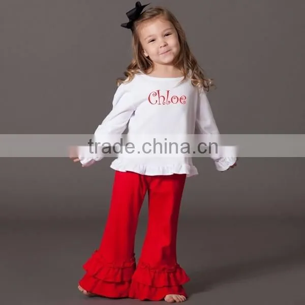 Little Girls Ruffle Tunic Top Long Sleeves Boutique Wholesale Children's Fancy Top Pant Set Tunic Top With Matching Ruffle Pant photo-3