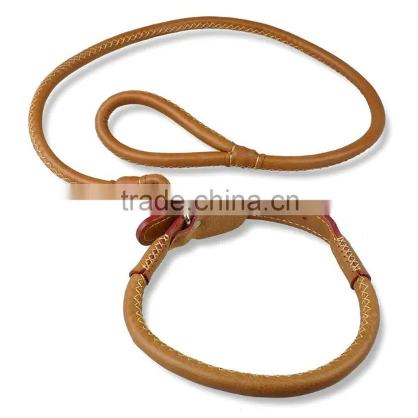 4 Holes Adjustable Black Brown Soft Leather Dog Collar And Leash Set