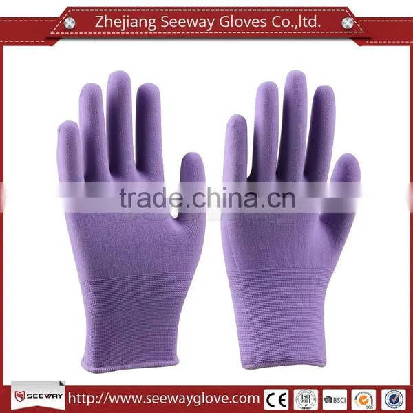 Seeway Purple Nylon Labor Gloves Thin Work Gloves for Industrial Use