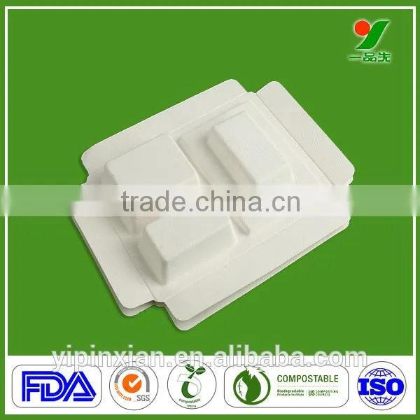 China Factory Eco-friendly OEM Compostable Dry Pressing Chic Bagasse Pulp Packaging Tray for Industrial Packing photo-3