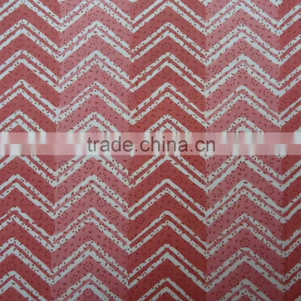 Chevron Pink Print Indian Hand Block Printed Cotton Tablecloth photo-2