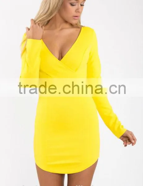 Designer Bodycon Dress Design Deep V Neck Ladies Western Dress Designs Photo With Lace Sleeve photo-5