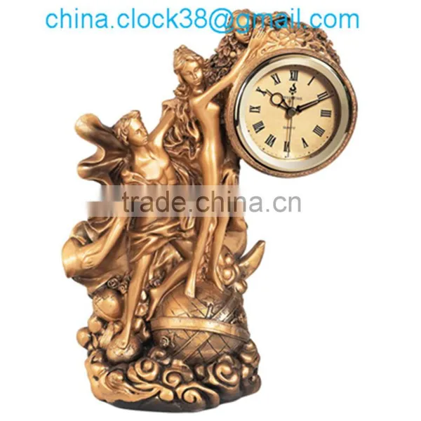 European Design Polyresin Craft Poly Resin Clock Desk Table Watch