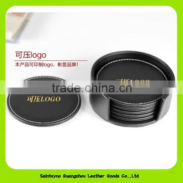 16031 Houseware Good Quality Cheap Leather Glass Coaster Round Shape photo-5