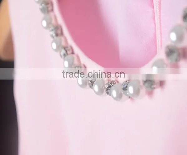 Wholesale Bady Pink Sleeveless Women Dresses Beads Embellished Summer Dresses photo-2