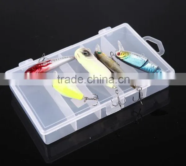 5pcs Fishing Hard Baits Lures Minnow Popper Crank Popper Carbon Steel Hook With Box photo-3