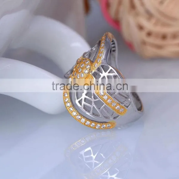 Pure Silver Irregular Vein x Letter Ring With Gold Plated for Women photo-5