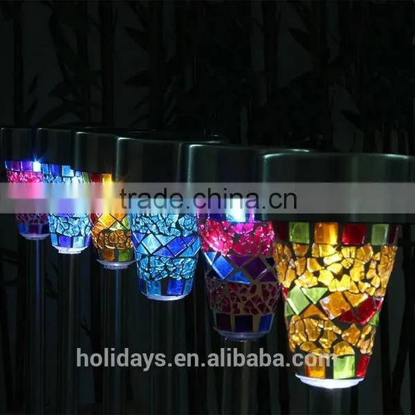 H40cm Mosaic Border Stainless Steel Solar Garden Light Garden for Decoration Christmas Gift photo-3