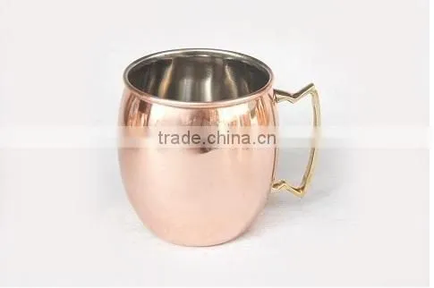 Stainless Steel Moscow Mule Barrel Hammered Mug With Brass Handle Copper Plated photo-2