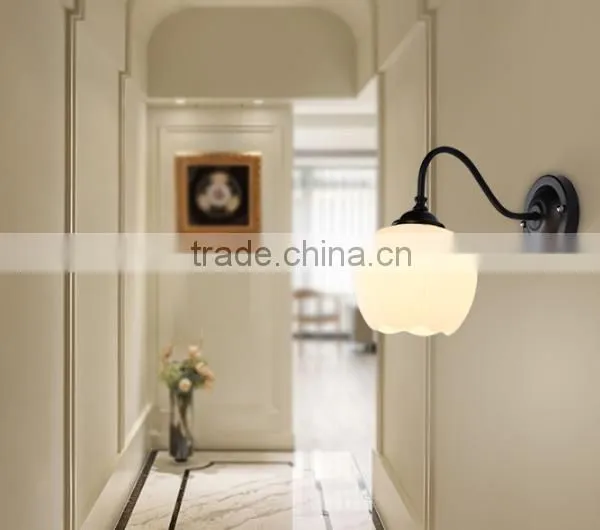 High Quality Cheap Price Glass Round Shape Wall Light Indoor Decor Wall Lamp Iron Base Wall Lamp photo-3