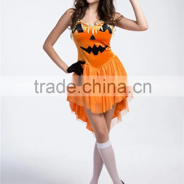 Fancy Adult Irregular Hem Orrange Pumpkin Dress Deluxe Halloween Costumes photo-4
