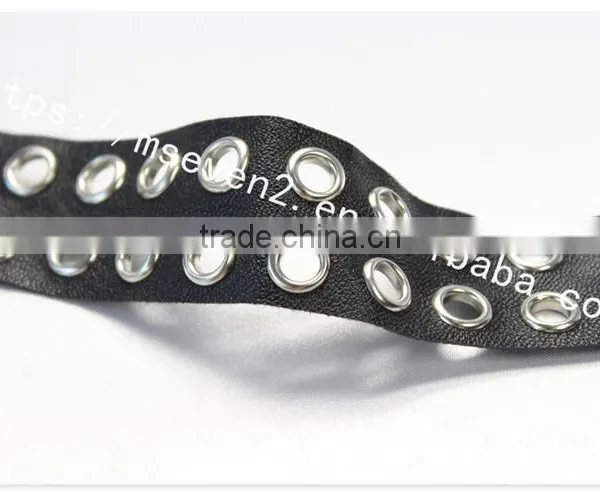 High Quality 3.3cm Width Black Leather Eyelet Trims for Shoes Wholesale photo-2