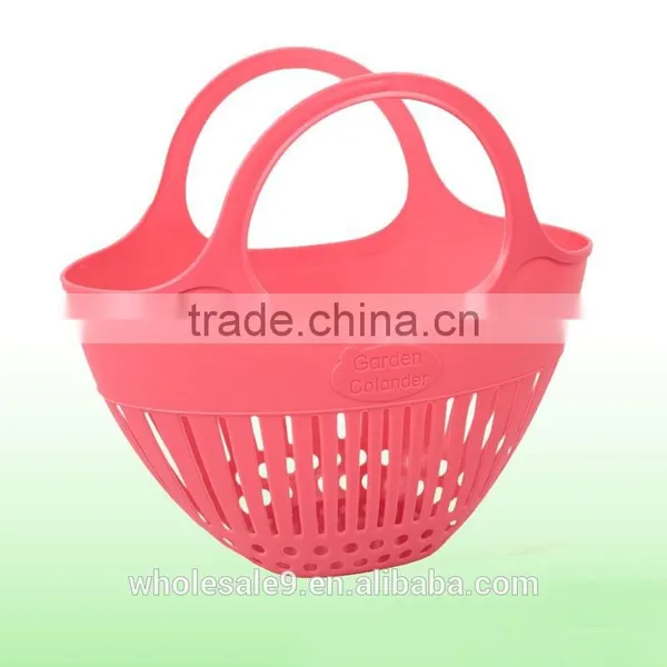 Plastic Storage Basket Fruit Vegetables Shopping Picnic Bin With Handles 2 Sizes photo-2