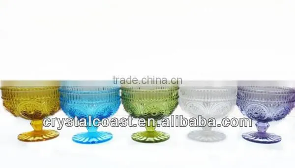 China Wholesale Fancy Design Cone Colorful Glass Ice Cream Cup photo-2