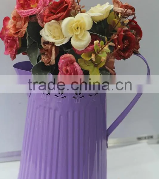 Made in China Cheap Decorative in Bulk Small Wholesale Galvanized Watering Cans With Vertical Stripes photo-3