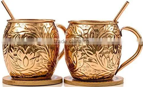 16 oz Solid Copper Moscow Mule Mug Copper Mule Mugs With Riveted Handle photo-5