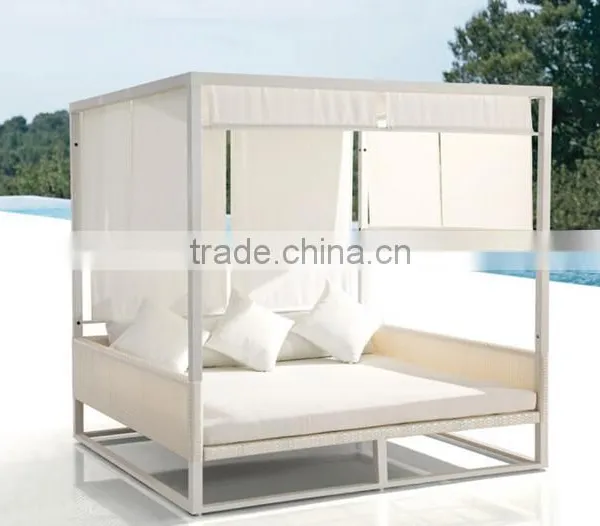 Outdoor Leisure Aluminum Bed Beach Sun Bed With Curtain photo-4