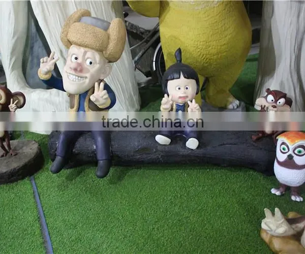Fiberglass Polyresin Bald Head Bear Statue Combination Cartoon Character Figurine photo-5