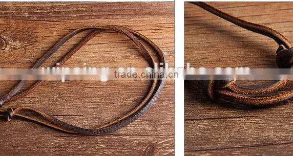 2016new Cheap Real Leather Long Braided Lanyard / 100% Cow Leather Lanyard photo-3