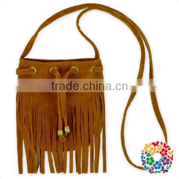 Cheap Vintage Fancy Design Coffee Suede Tassel Baby Kids Change Purse photo-1