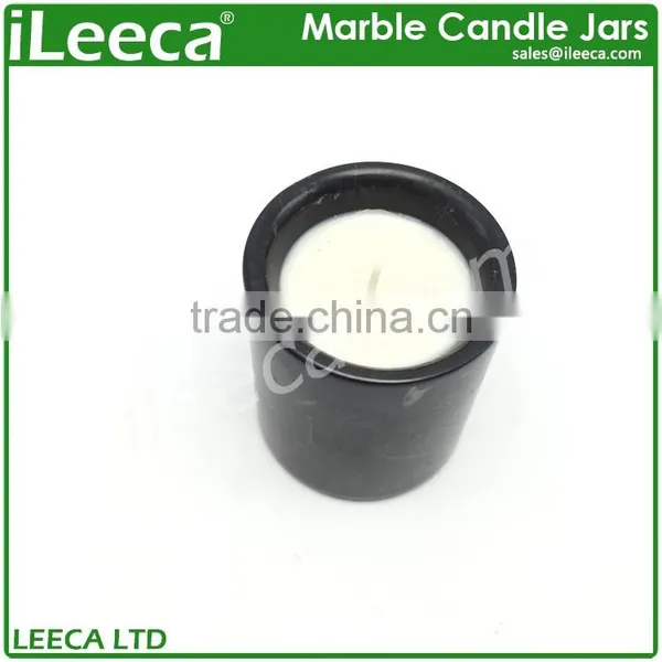 Black Marble Candle Vessels With Mini Tealight Candles photo-2