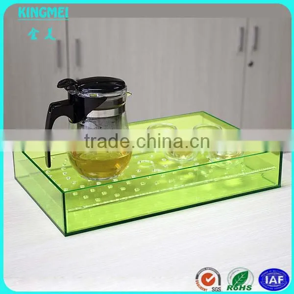 Chinese Manufacture Custom Made Purple Cube Plastic Acrylic Tea Serving Tray photo-3