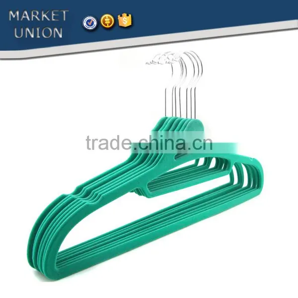 ABS Plastic Velvet Antiskid Suit Hangers Flocking Clothes Hanger With Pulley photo-6