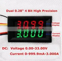 Dual 0.28" LED digital 4 bit display Voltage Meter
