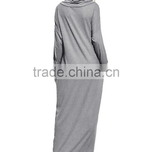 New Long Party Evening Dresses Casual Long Sleeve Cowl Neck Drop Shoulder Loose Pocket Shift Long Maxi Oversized Basic Dress photo-4