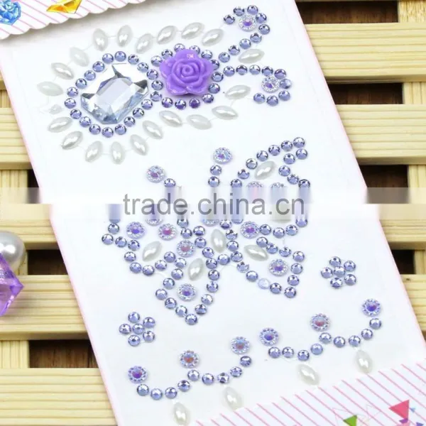 Hot Sale Self Adhesive Multi-Color Shaped Acrylic Sticker Bling Resin Butterfly/Flower Rhinestone Stickers For Decorations photo-2