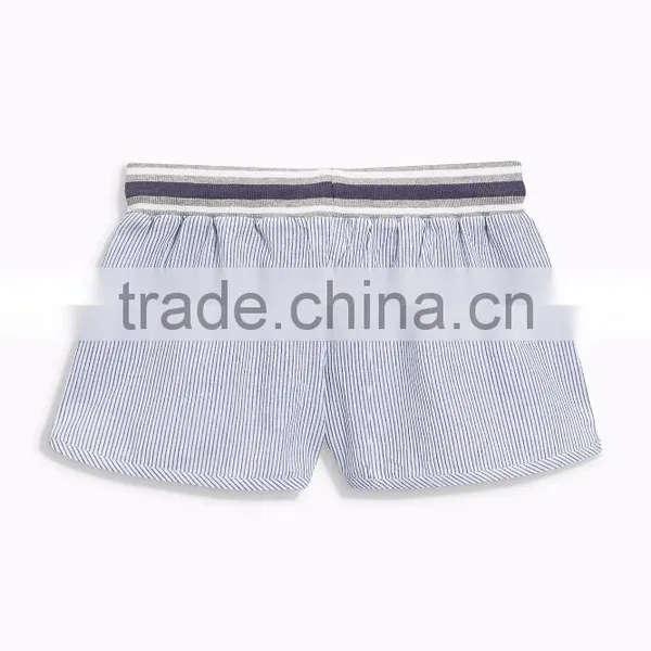 MGOO Hot Sale Women Summer Blue Striped Shorts Sports Running Cotton Drawstring Short Pants photo-2