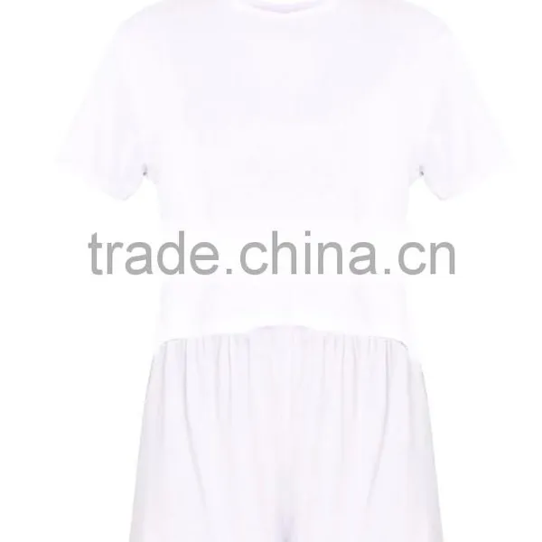 Basic White Women PJ Set Plain Cotton Short Pajamas Summer Pyjama Wholesale photo-4