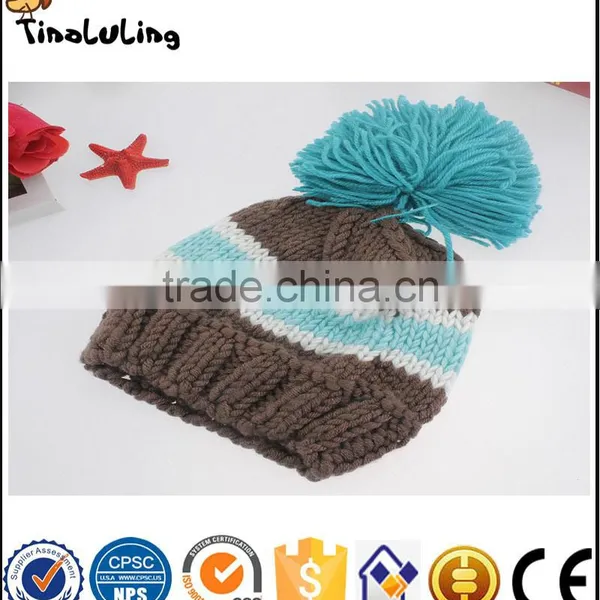 Colorful Knitted Woolen Crochet Baby Hat With Ball Top Selling for New Born Baby Photography Props photo-3