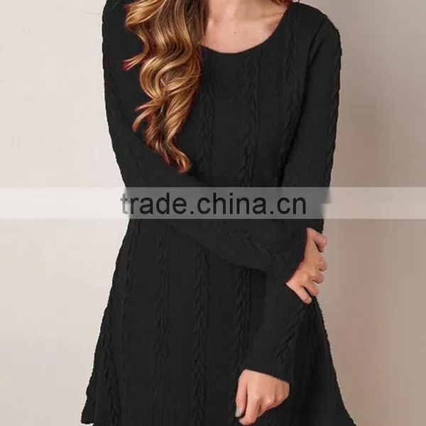Walson Spring and Autumn New Four-color Fashion Knitted Sweater Round Neck Long-sleeved Dresses photo-6