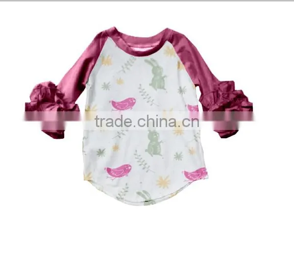 New Arrival 2017 Spring Summer Children Frock Boutique Ruffle Chick Baby Shirts Hot Sale Kid Clothing Easter Shirt photo-3