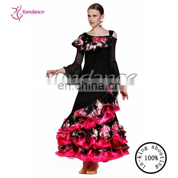 AB035 Flamenco Dance Skirt Red Ruffle Dress Women photo-5